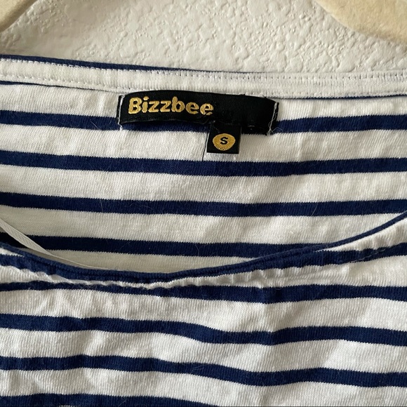 French 3/4 sleeved blue and orange striped shirt - Picture 3 of 5